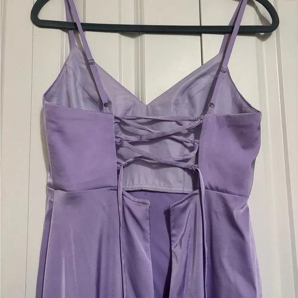 Azazie Light Purple Satin Dress - Picture 4 of 7
